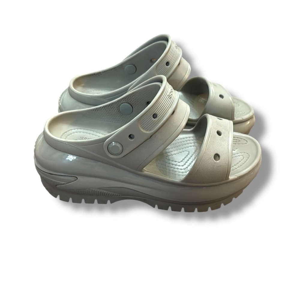Crocs Mega Crush Sandals Women’s Size 7 Elephant Gray Platform Comfort Casual